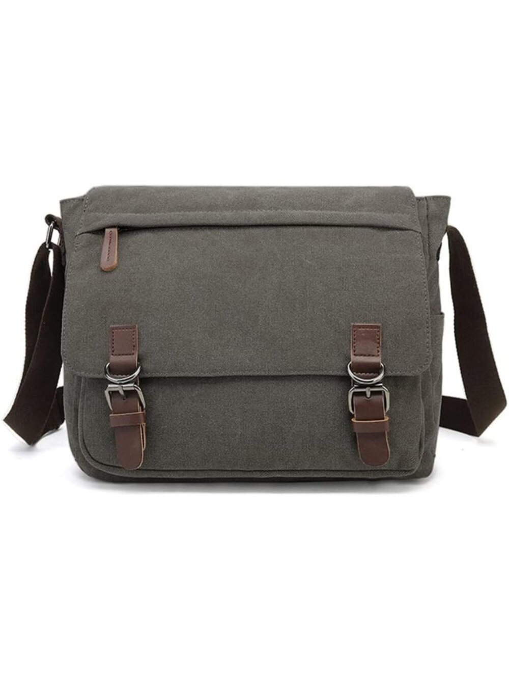 Vintage Canvas Messenger Bag - Large Leather Crossbody for 15" Laptop, Travel